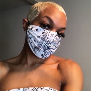 White Bandanna Paisley Face Mask
